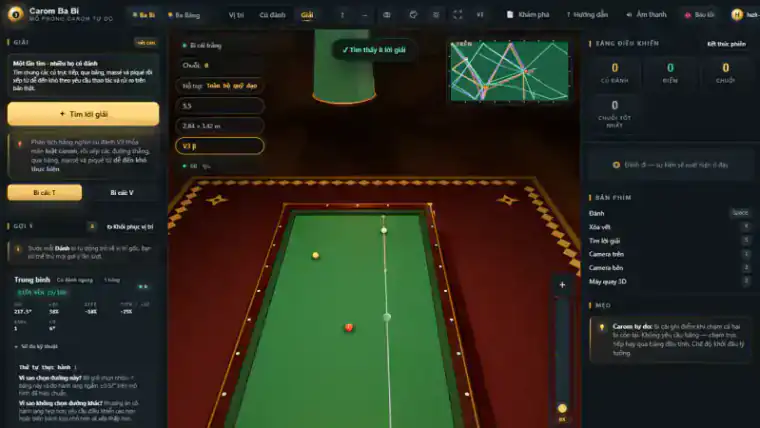 Bản hiện tại — Một bộ giải thực dụng cho ba băng và carom tự do