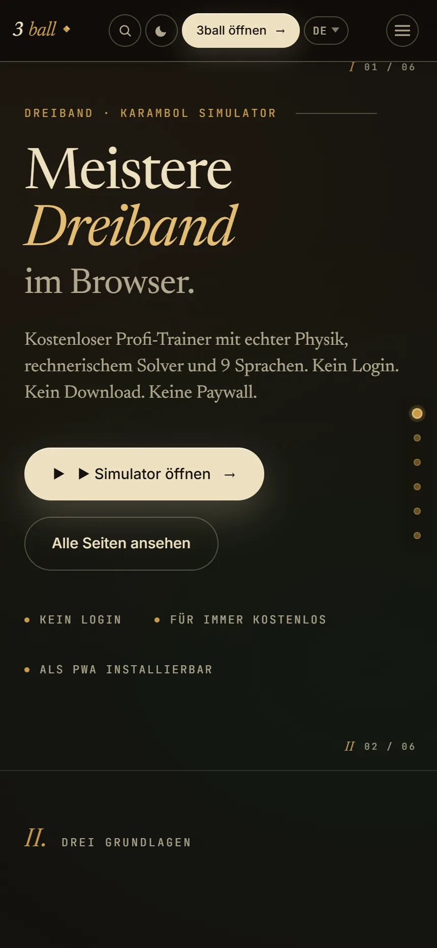 Keine Installation — im Browser — 3ball.app