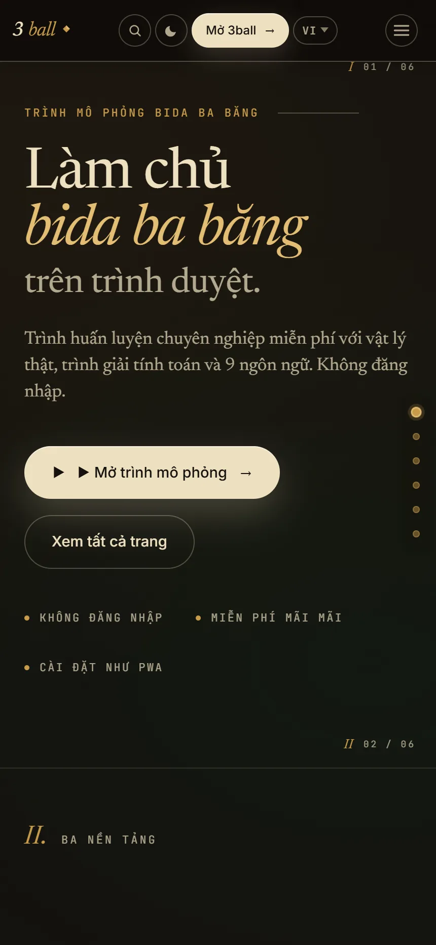 Không cài đặt — chạy trên trình duyệt — 3ball.app