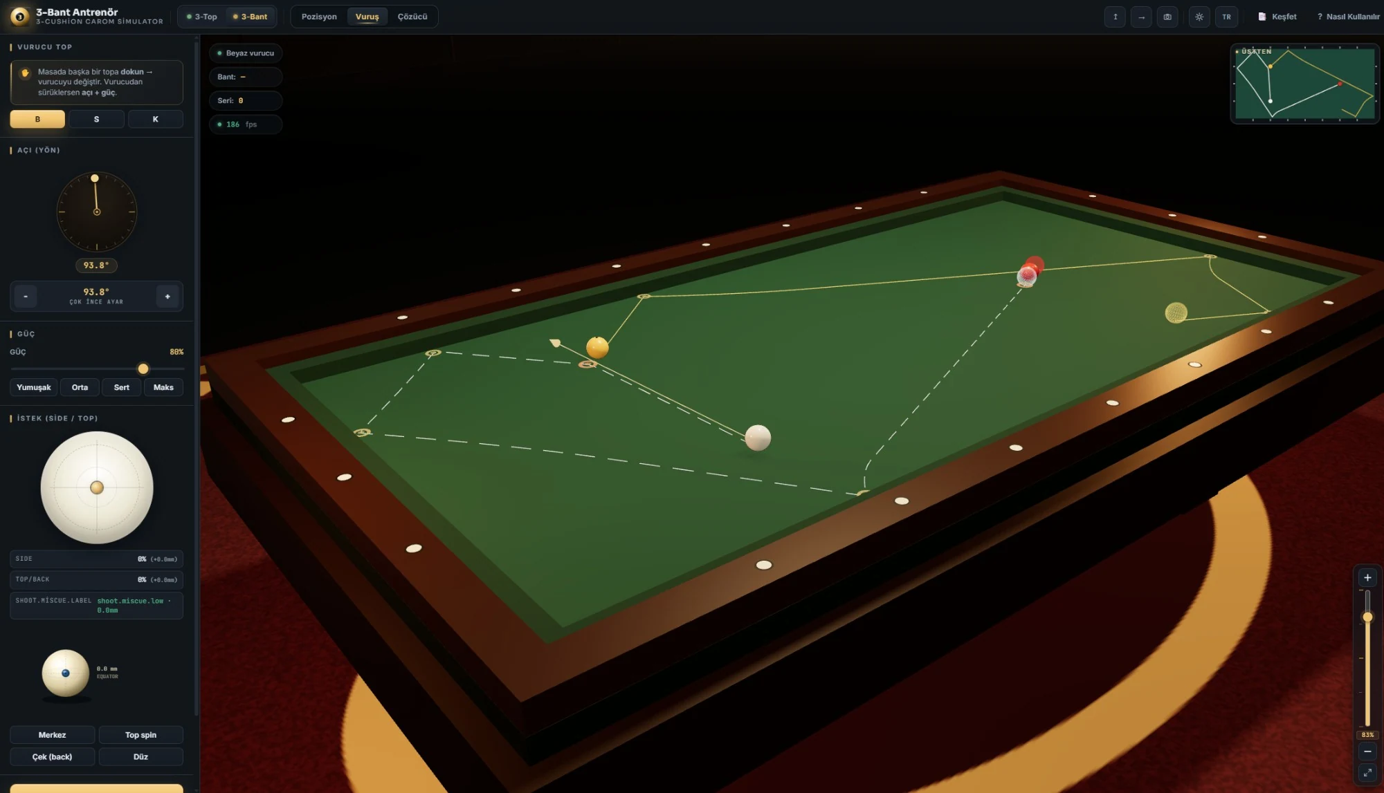 Shot controls — 3ball.app