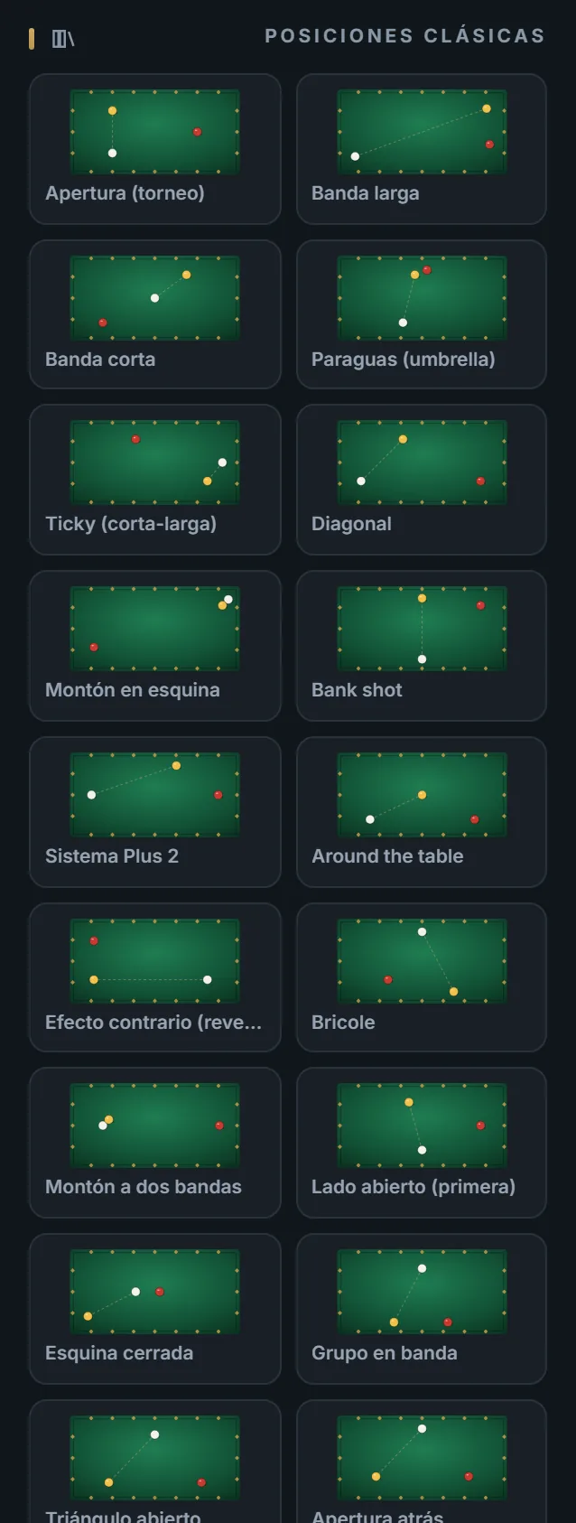Biblioteca de posiciones — 3ball.app