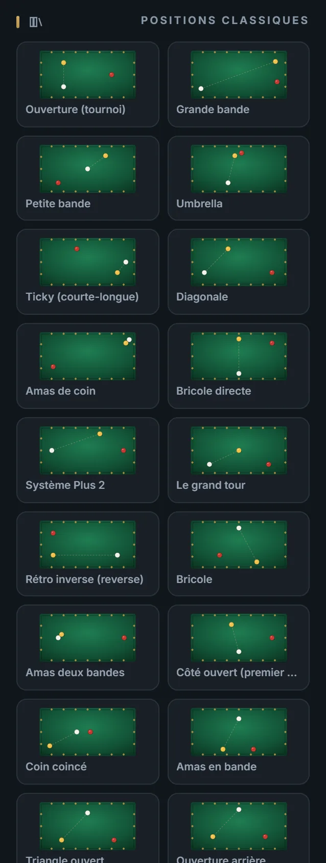 Bibliothèque de positions — 3ball.app